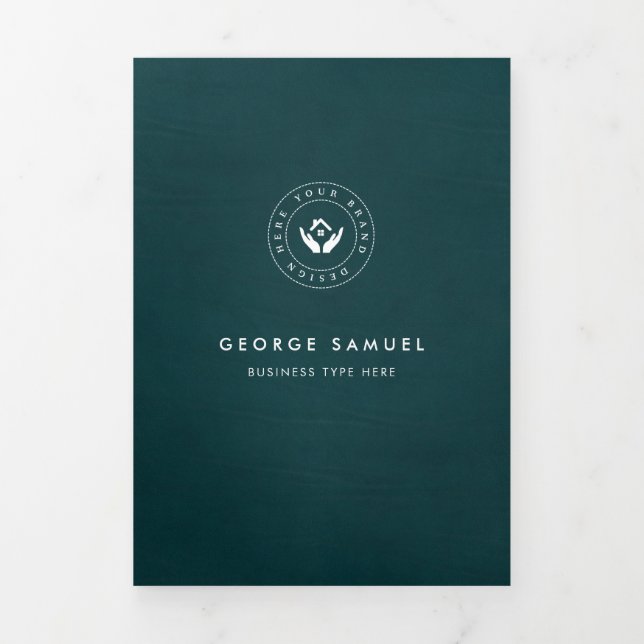 Einfaches Minimalistisches Logo- und Bildgeschäft Dreifach Gefaltete Karte (Cover)