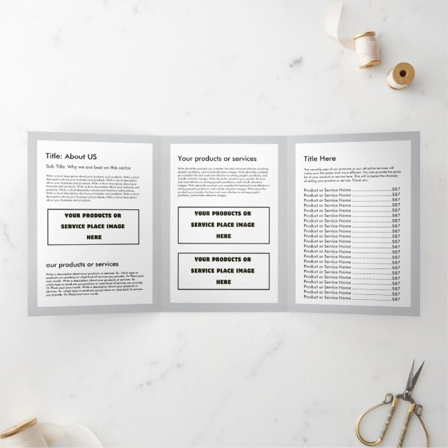 Einfaches Minimalistisches Logo- und Bildgeschäft Dreifach Gefaltete Karte (Innenseite)