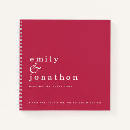 Einfaches Minimalistisches Magenta Wedding Gästebu Notizbuch