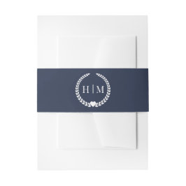 Einfaches minimalistisches marineblaues Monogramm Einladungsbanderole