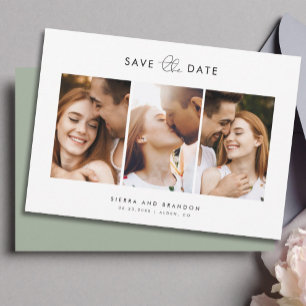 Einfaches minimalistisches modernes 3-Foto-Collage Save The Date