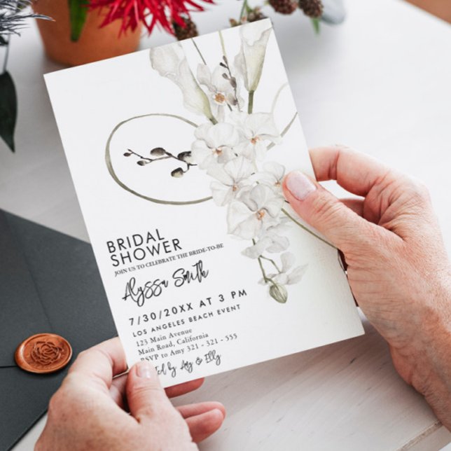 Einfaches Minimalistisches Orchid Elegantes Brautp Einladung (Von Creator hochgeladen)