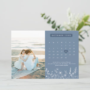 Einfaches Minimalistisches Periwinkle-Wildblume-Fo Save The Date
