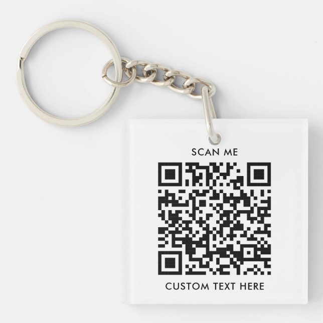 Einfaches Minimalistisches QR-Code-Geschäftslogo Schlüsselanhänger (Vorderseite)