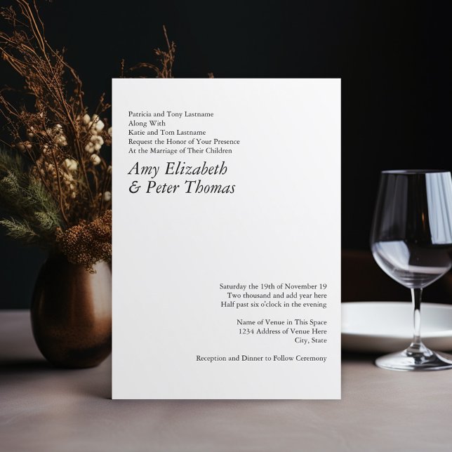 Einfaches, Minimalistisches QR-Code Serif Hochzeit Einladung (Wedding Invitation - Simple, modern, minimal)