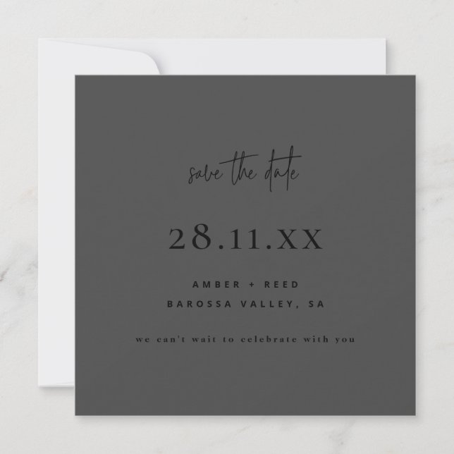 Einfaches Minimalistisches Quadrat Alle schwarzen  Save The Date (Vorderseite)