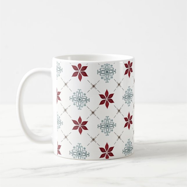 Einfaches Minimalistisches Red Blue Star-Muster Kaffeetasse (Links)