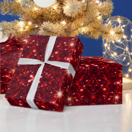 Einfaches minimalistisches rotes Glitter-Valentins Geschenkpapier