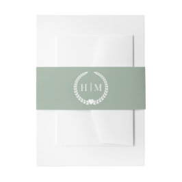Einfaches minimalistisches Salbeigrün-Monogramm Einladungsbanderole