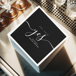 Einfaches Minimalistisches Schwarz-Weiß-Brautparty Serviette