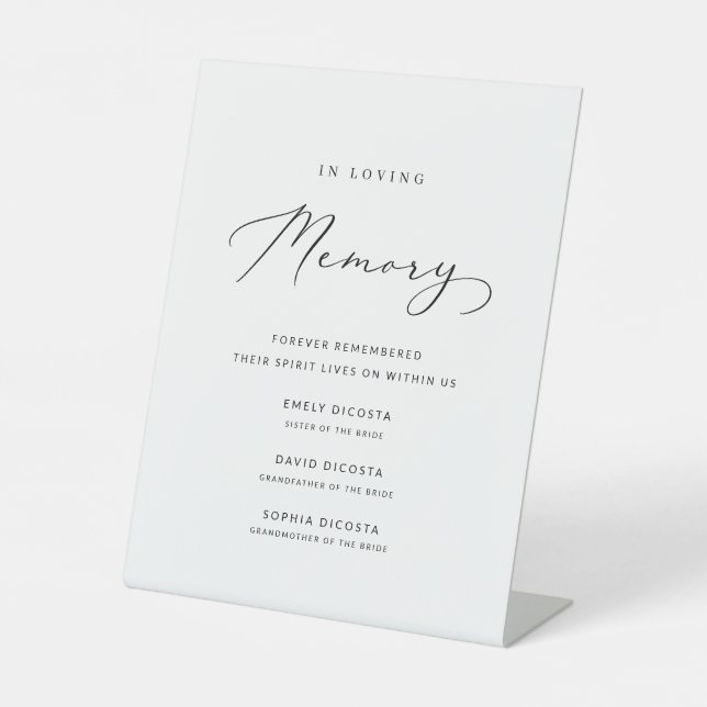 Einfaches Minimalistisches Skript bei der Hochzeit Sockelschild (Vorderseite)