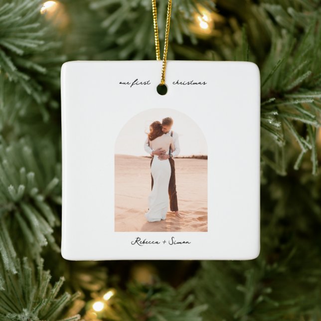 Einfaches Minimalistisches Skript Foto Boho Bogen Keramikornament (Baum)