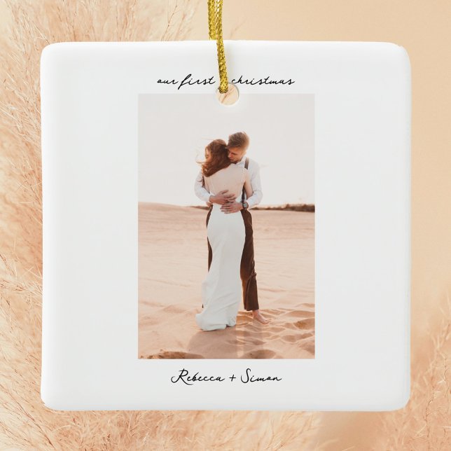 Einfaches Minimalistisches Skript-Foto Keramikornament (boho ceramic ornament)