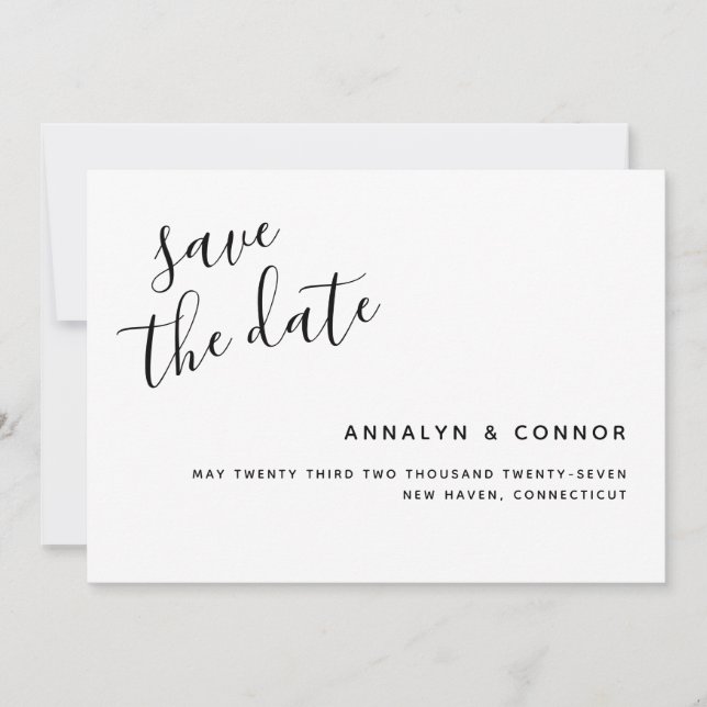 Einfaches Minimalistisches Skript | Moderne Hochze Save The Date (Vorderseite)