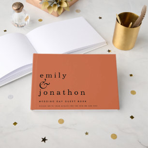 Einfaches Minimalistisches Terracotta Wedding Gues Gästebuch
