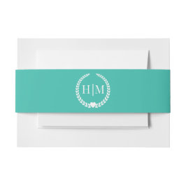 Einfaches minimalistisches Türkis-Teal-Monogramm Einladungsbanderole