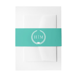 Einfaches minimalistisches Türkis-Teal-Monogramm Einladungsbanderole