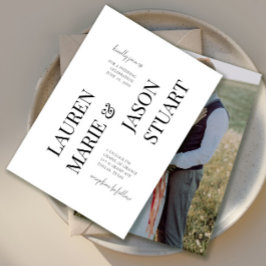 Einfaches Minimalistisches Typografie Black Weddin Einladung