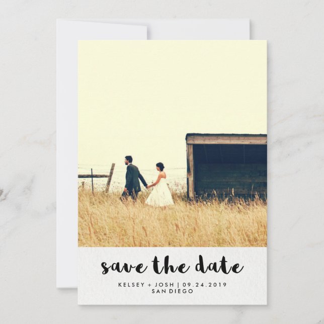 Einfaches Minimalistisches Typografie-Foto Save th Save The Date (Vorderseite)