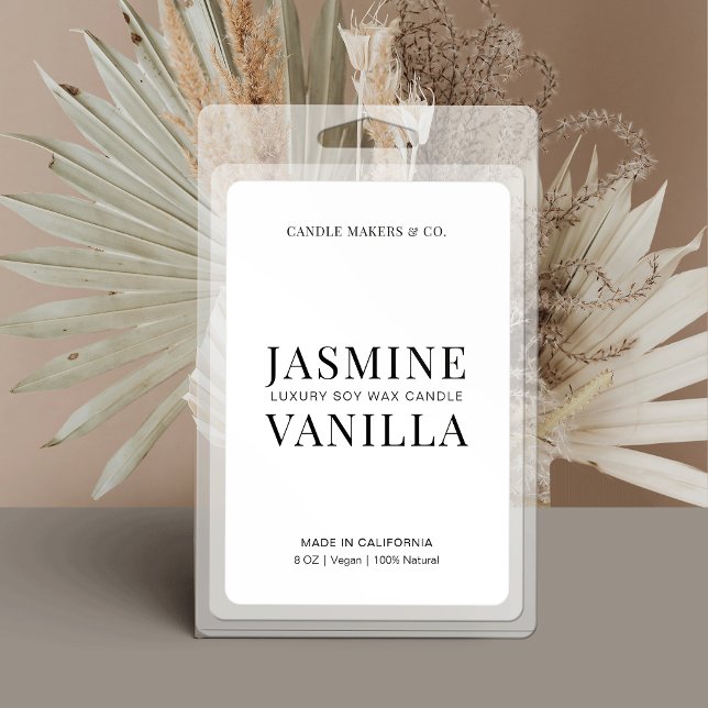 Einfaches Minimalistisches Wachsglätten-Etikett Lebensmitteletikett (Rectangle Product Label - Perfect for wax melts clamshells, boxes, pouches and more)