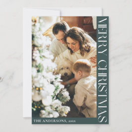 Einfaches Minimalistisches Weihnachts-Grün-Foto Feiertagskarte