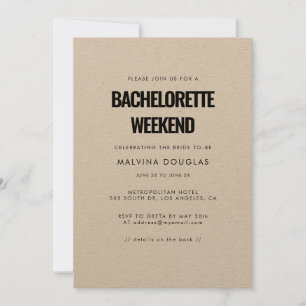Einfaches minimalistisches Wochenende in Bachelore Einladung