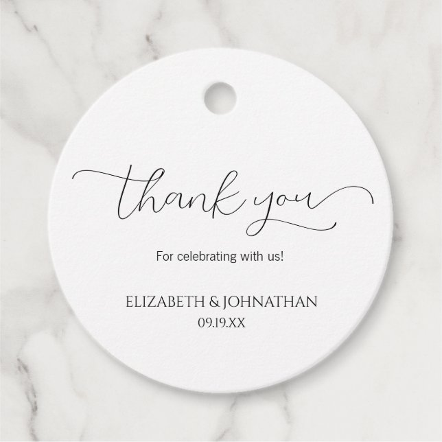 Einfaches Minimum an SkriptWedding Vielen Dank Geschenkanhänger (Vorderseite)