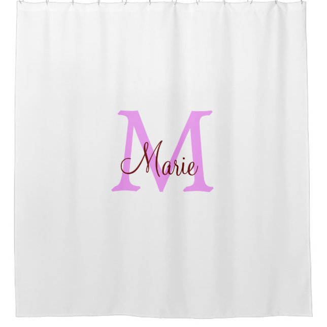 einfaches Minimum Name monogramm rosa rot    Duschvorhang (Vorderseite)
