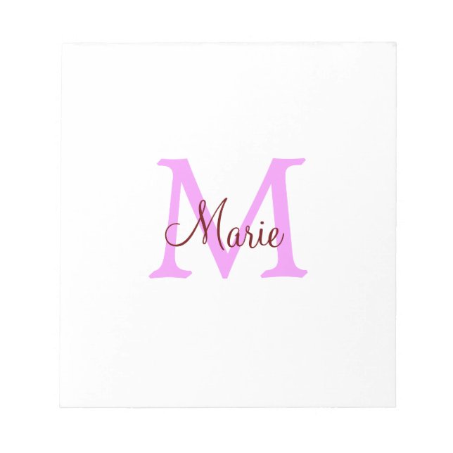 einfaches Minimum Name monogramm rosa rot Notizblock (Vorderseite)