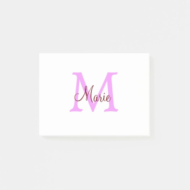 einfaches Minimum Name monogramm rosa rot  Post-it Klebezettel (Vorderseite)