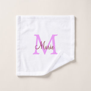 einfaches Minimum Name monogramm rosa rot  Waschlappen