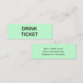 Einfaches Mint Green New Wedding Drink Ticket