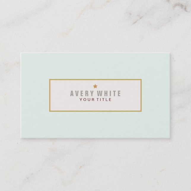 Einfaches Mintblau Vintag trifft auf modernen Stil Visitenkarte (Vorderseite)