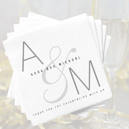Einfaches Mit Monogramm Hochzeitsempfang-Party Serviette