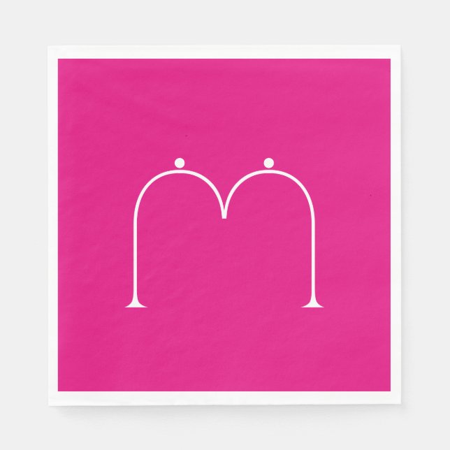 Einfaches Mit Monogramm Papier Napkins Rosa Serviette (Vorderseite)