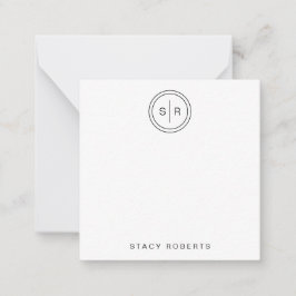 Einfaches Mit Monogramm Quadrat mit 2 Anfangskreis Mitteilungskarte