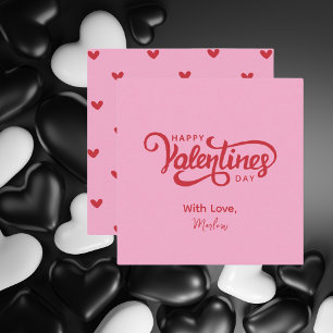 Einfaches Modern Pink Happy Valentines Day Mitteilungskarte