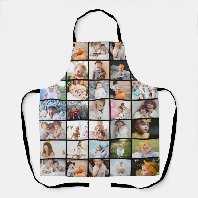 Einfaches modernes 29-Foto-Collage Medium Schürze (Vorderseite)
