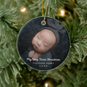 Einfaches modernes Baby-Foto Keramik Ornament