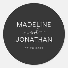 Einfaches, modernes Black Wedding Runder Aufkleber