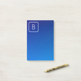 Einfaches modernes blaues Ombre-Gefälle & Monogram Post-it Klebezettel