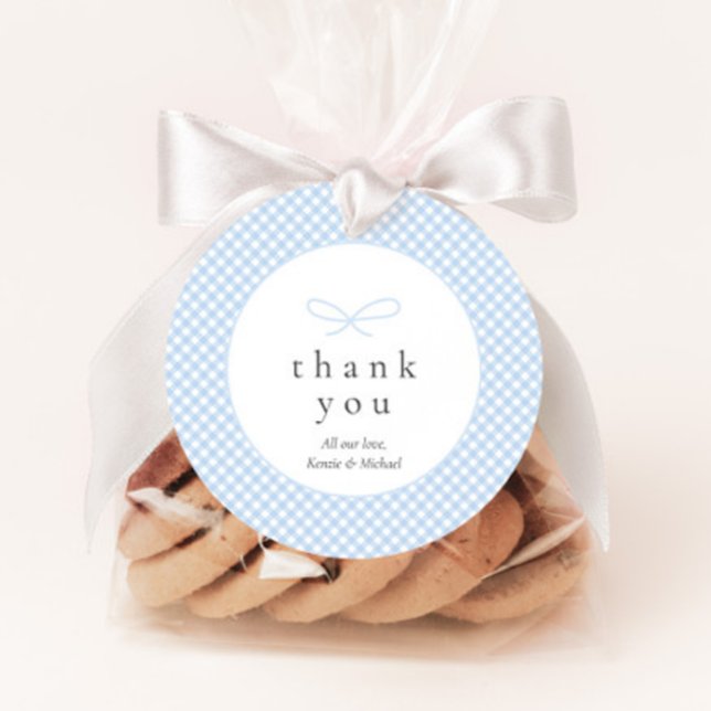 Einfaches, modernes Blue Kariert Bow Geschenkanhänger (Von Creator hochgeladen)