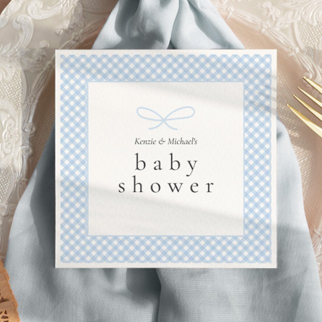 Einfaches, modernes Blue Kariert Bow Serviette (Von Creator hochgeladen)