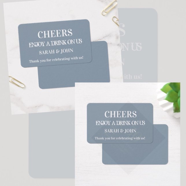 Einfaches, modernes Blue Wedding Drink Ticket (Custom Drinking Ticket )