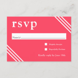 Einfaches modernes Bright Coral Wedding RSVP Begleitkarte
