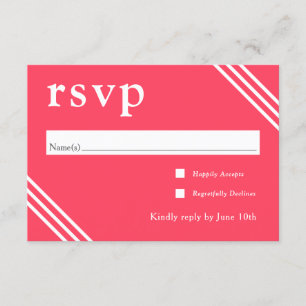 Einfaches modernes Bright Coral Wedding RSVP Begleitkarte
