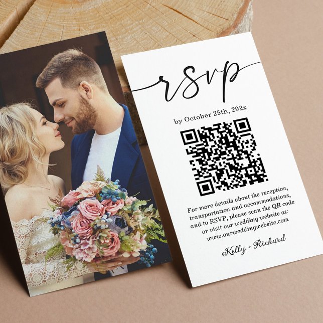 Einfaches modernes Budget Hochzeitsszenario RSVP O Begleitkarte (Von Creator hochgeladen)