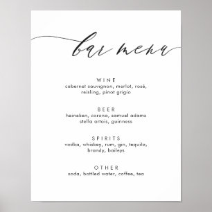 Einfaches, modernes Calligrafy Bar Menu-Zeichen Poster