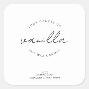 Einfaches, modernes Candle Label Quadratischer Aufkleber