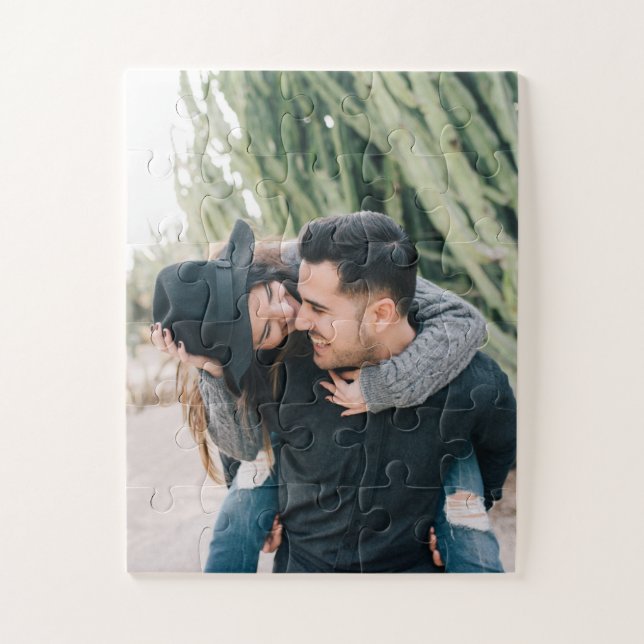 Einfaches modernes DIY Couple Valentine's Day Foto Puzzle (Vertikal)